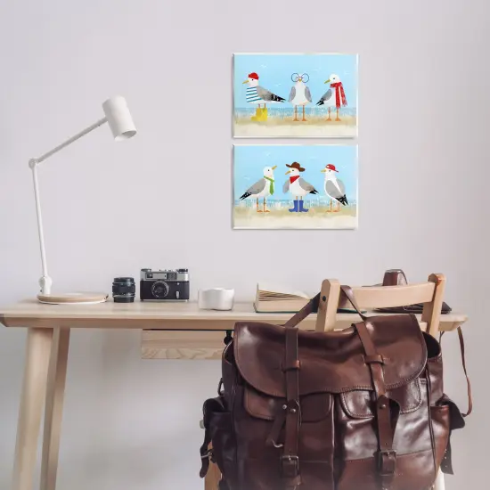 Stupell Industries Stylish Seagulls at Beach 2pc Wall Plaque Art Set Design by Victoria Barnes {2}