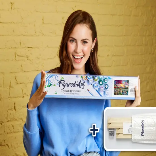 Figured'Art Paint by Numbers Kit for Adults Dinner By The Seine 16"x20" - Craft Art Painting Rolled Canvas with DIY wooden frame {2}