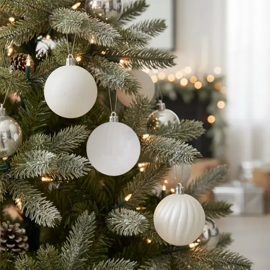 Northlight Shatterproof 3-Finish Christmas Ball Ornaments - 2.5" (60mm) - White - 100ct {4}