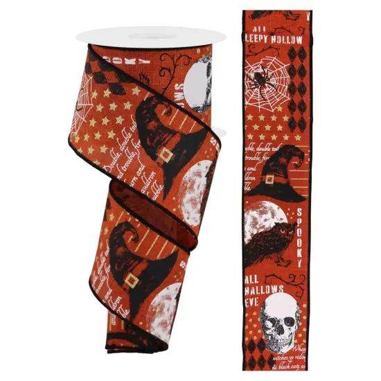 2.5" Vintage Halloween Ribbon: Orange (10 Yards) {3}