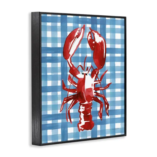 Stupell Industries Coastal Lobster on Plaid Framed Giclee Wall Art Design by Mercedes Lopez Charro {3}