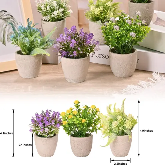 Set of 6 Potted Artificial Flower Arrangements &ndash; Spring Decor {2}