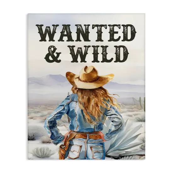 Stupell Industries Wanted & Wild Cowgirl Canvas Wall Art Design by Lettered and Lined {1}