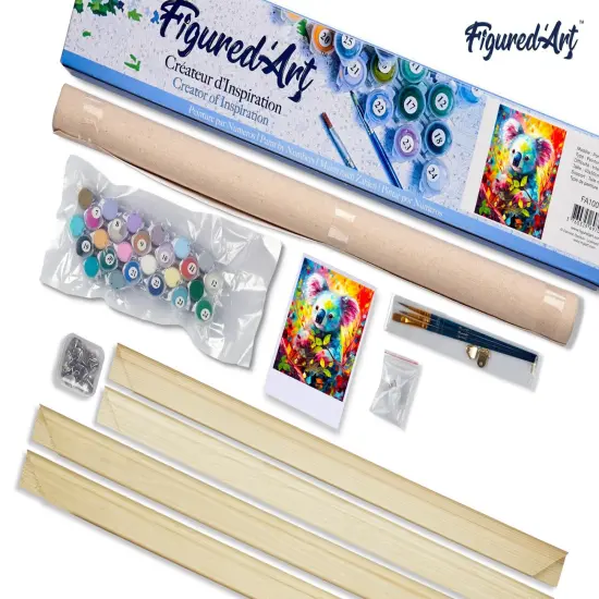 Figured'Art Paint by Number for Adults Colorful Abstract Koala 16"x20" - Craft Art Painting Rolled Canvas with DIY Wooden Frame {5}