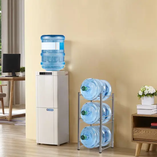 3 Tier 5 Gallon Water Jug Holder Water Bottle Storage Rack, Silver {1}