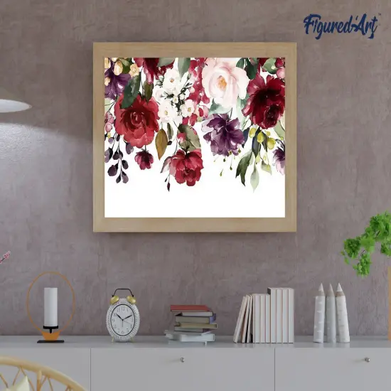 Figured'Art Paint by Numbers for Adults with Frame Watercolor Flowers 16"x20" - Craft Art Painting DIY Kit Canvas Already Stretched on a Wooden Frame {4}