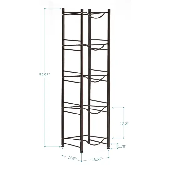 5 Tiers Gallon Water Jug Holder Brown Easy Assemble Water Bottle Storage Rack {3}