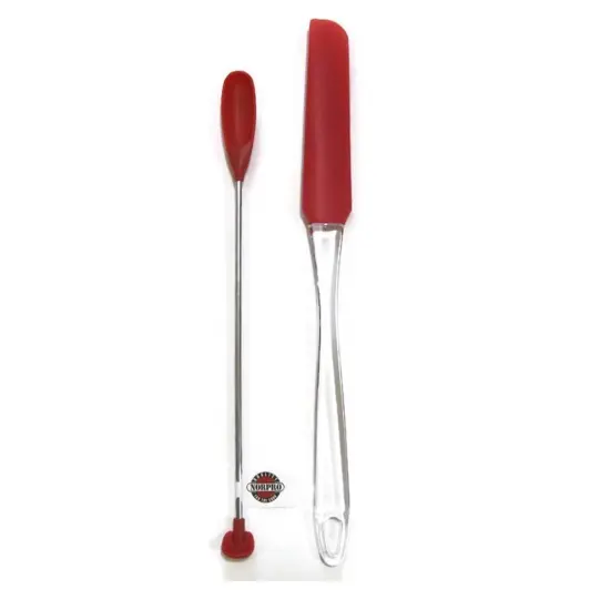 Norpro 2pc Silicone Spatula Set - Jar Scraper with Cake Icing Spatula - Red {1}