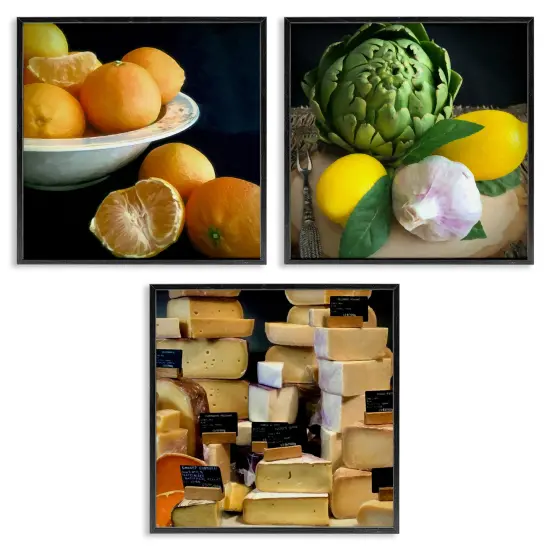 Stupell Industries Vegetables & Cheeses Still Lifes 3pc Framed Giclee Wall Art Set Design by Graffi*tee Studios {1}