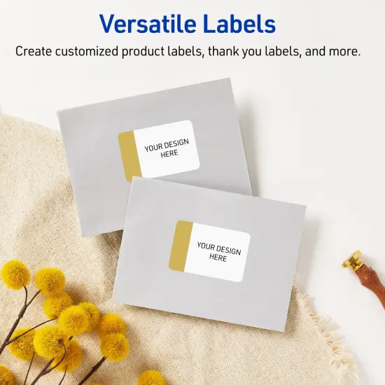 Avery Printable Rectangle Labels, Gold-Dipped Edge, 2" x 3", Glossy White Rectangle Labels, Permanent, Laser/Inkjet, 80ct, Great for Product Labels {6}