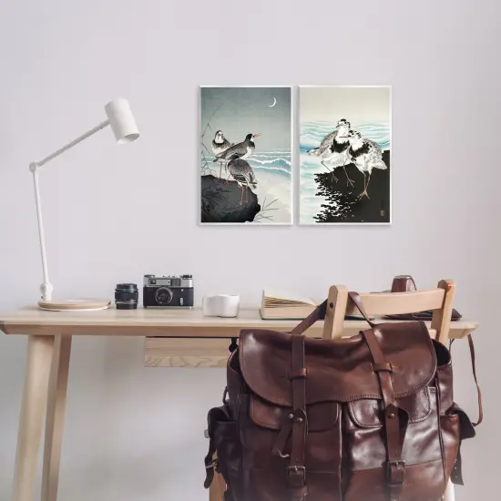 Stupell Industries Sea Birds Under Moon 2pc Wall Plaque Art Set Design by Ohara Koson  {2}