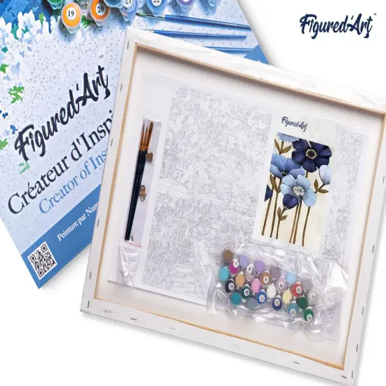 Figured'Art Paint by Numbers Kit for Adults with Frame Orchid 16"x20" - Craft Art Painting DIY Kit Canvas Already Stretched on a Wooden Frame {5}