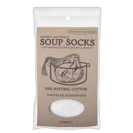 Regency Naturals 100% Natural Cotton Mesh Soup Socks for Making Clear Broth and Flavorful Soups - 3 Pack {1}