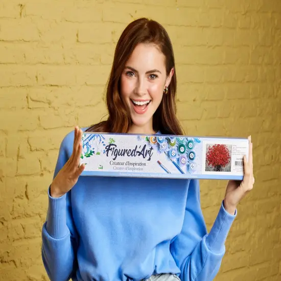 Figured'Art Paint by Numbers for Adults Abstract Red Flowers 16"x20" - Craft Art Painting DIY Kit Rolled Canvas without frame {2}