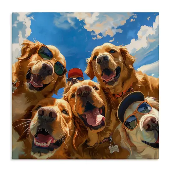 Stupell Industries Golden Retriever Group Selfie Canvas Wall Art Design by Jim Baldwin {1}