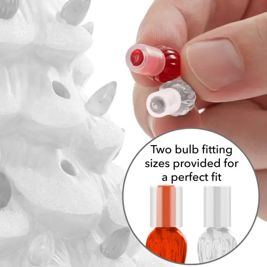 Casafield Hand Painted Ceramic Christmas Tree, Red and White Peppermint 15-Inch Pre-Lit Tree with 128 Red and Clear Lights, 2 Star Toppers {5}