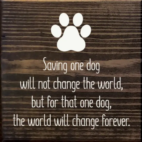 Inspirational Dog Quote Sign, Rustic Knotty Pine Square Wall Decor Walnut-White {1}