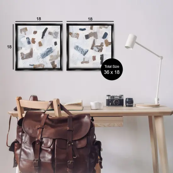 Stupell Industries Scattered Neutral Shapes 2pc Floater Framed Canvas Wall Art Set Design by Melissa Wang  {9}