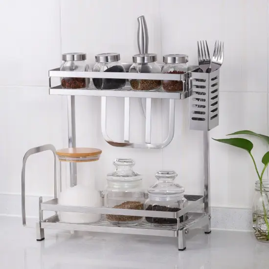 2-Tier Spices Kitchen Utensils Standing Storage Rack Jars Bottles Cup Rack Home Storage Rack {6}