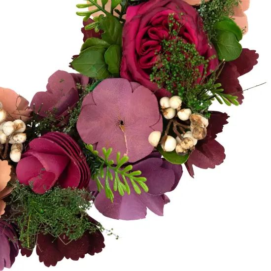 Northlight Wooden Floral Artificial Spring Wreath with Dried Pods - 13.5" Red {5}