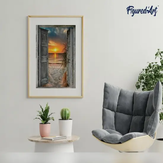 Figured'Art Paint by Numbers Kit for Adults Door to the beach 16"x20" - Craft Art Painting Rolled Canvas with DIY wooden frame {4}