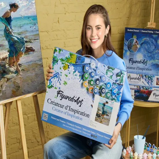 Figured'Art Paint by Numbers for Adults with Frame Feet in water during Summer 16"x20" - Craft Art Painting DIY Kit Canvas Already Stretched on a Wooden Frame {2}