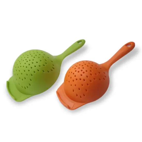 Handy Housewares Colander Set - 2 Piece Nesting Mini Colanders for Berries, Pasta, Veggies - Small Plastic Strainers, Dishwasher Safe {4}