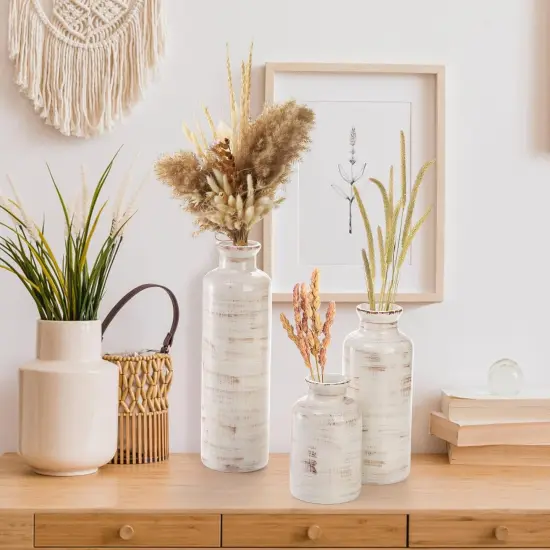 Set of 3 Rustic Ceramic Vases &ndash; Modern Farmhouse Decorative Vase Set for Home, Table & Mantel D&eacute;cor {2}