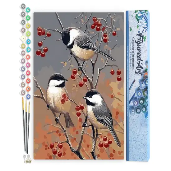 Figured'Art Paint by Numbers for Adults Birds and Fruit Tree 16"x20" - Craft Art Painting DIY Kit Rolled Canvas without frame {1}