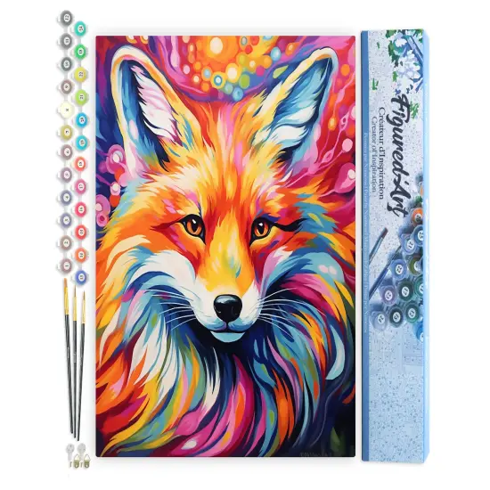 Figured'Art Paint by Numbers for Adults Colorful Abstract Fox 16"x20" - Craft Art Painting DIY Kit Rolled Canvas Without Frame {1}