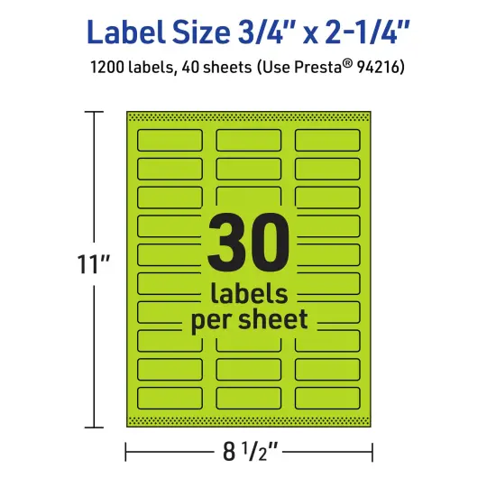 Avery Bright Green Paper Labels, 0.75" x 2.25" Rectangle {5}