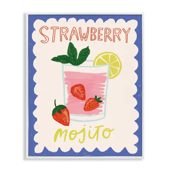 Stupell Industries Strawberry Mojito Drink Framed Giclee Wall Art Design by Lisa Barlow {1}