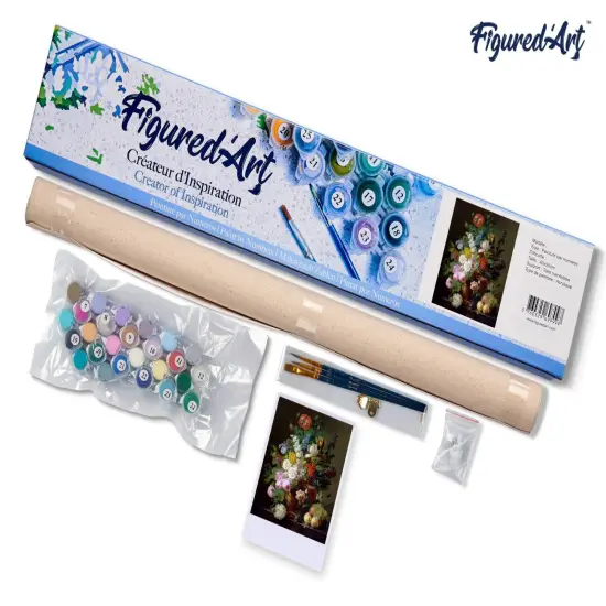 Figured'Art Paint by Numbers Kit for Adults Jan Frans van Dael - Vase of Flowers 16"x20" - Craft Art Painting DIY Kit Rolled Canvas without frame {5}
