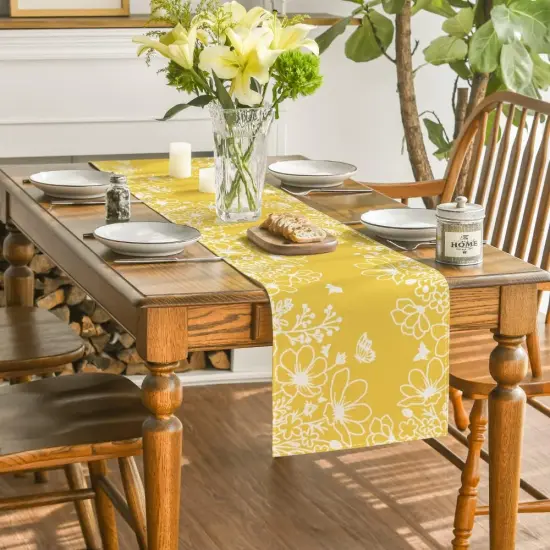 Bloom Flowers & Butterfly Table Runner &ndash; Seasonal Spring & Holiday D&eacute;cor for Dining & Kitchen Blue {5}