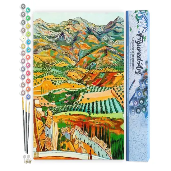 Figured'Art Paint by Numbers Kit for Adults Countryside Landscape from the Hills 16"x20" - Craft Art Painting DIY Kit Rolled Canvas without frame {1}