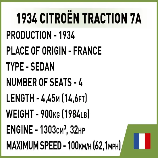 COBI Historical Collection: World War II 1934 Citroen Traction 7A Vehicle {6}