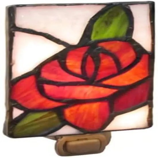 Rose Stained Glass Night Light - Tiffany Style - Perfect for Any Room {2}