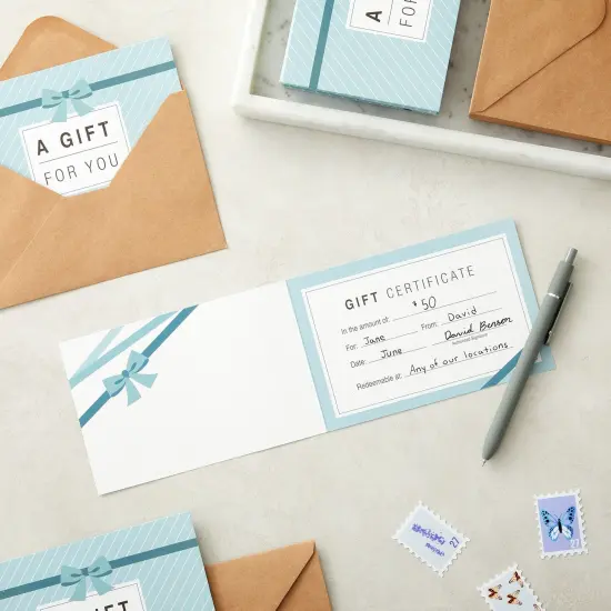 36-Pack Blank Gift Certificates with Envelopes for Small Business &ndash; Custom Paper Gift Cards for Spa, Hair Salon, Restaurant, Massage Clients (4x6 in) {4}