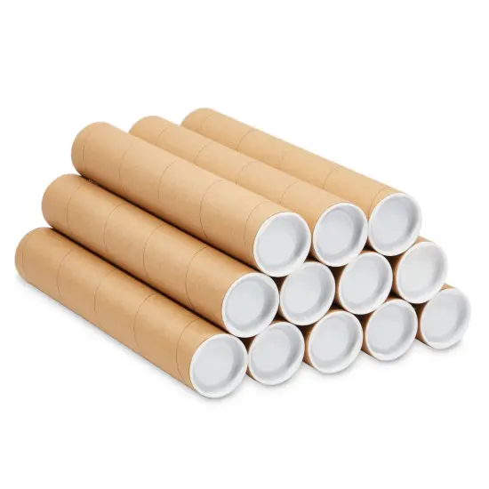 12-Pack Mailing Tubes with Caps, 2x12-Inch Kraft Paper Poster Tube for Shipping, Packing, Bulk Round Packaging, Cardboard Mailers, Art Prints, Maps, Blueprint (Brown) {1}