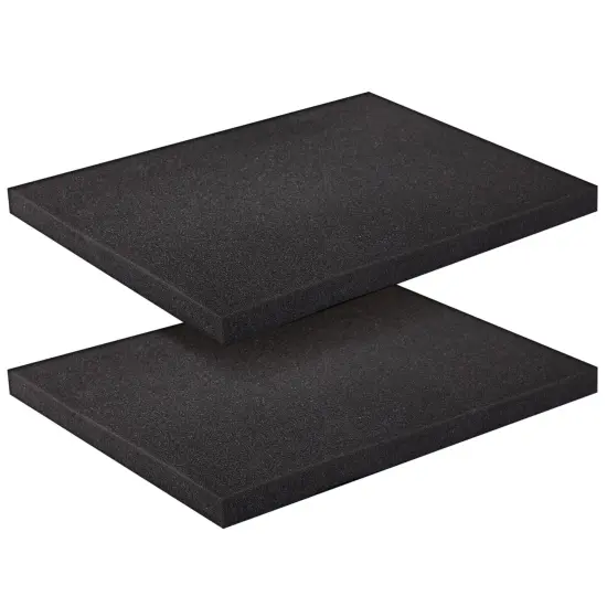 2-Pack Packing Foam Sheets - 16x12x1 Customizable Polyurethane Insert Pads for Tool Case Cushioning, Crafts (Black) {1}