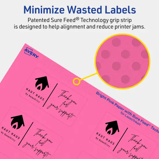 Avery Bright Pink Paper Labels, 1.5" x 2.75" Rectangle {4}