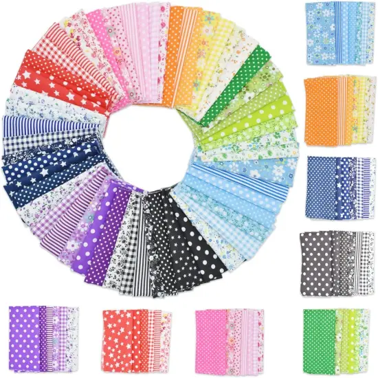 56Pcs 10"x10" Quilting Cotton Fabric Squares Sheets Pre-Cut Multi-Color (56 Different Patterns) {1}