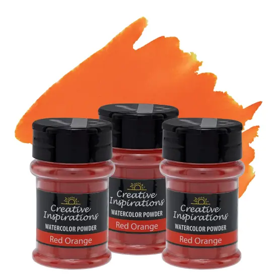 Creative Inspirations Powder Watercolor Paint 3 Pack - 38g Shaker Bottle, Red Orange - Dye-Based Water-Soluble Crystalline Pigments - Non-Toxic, Perfect for Abstract and Spontaneous Effects {1}