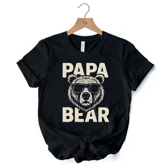 Papa Bear Sunglasses T-Shirt, Black Vintage Tee for Cool Dads {7}