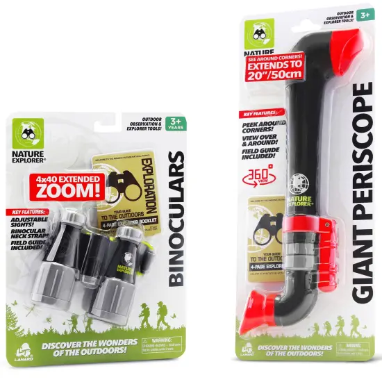 Lanard Nature Explorer: Combo Pack - Binoculars & Giant Periscope - Red & White, Observation Play Tools, Discover Outdoor Wonders, STEM Toys, Kids 3+ {1}