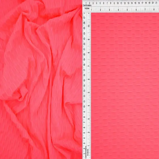 1 Yard Polyester Spandex Honeycomb Knit Solid Fabric 58/60" Width NEON PINK {1}