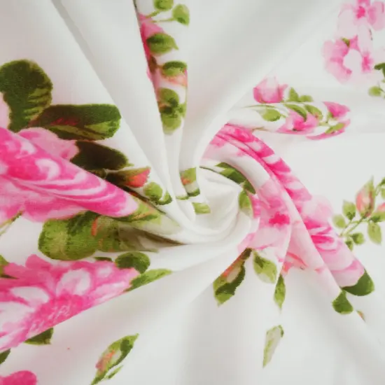 Elegant Floral Bloom Brushed DTY Knit Fabric Lightweight Stretch 58/60" Wide SAND {4}