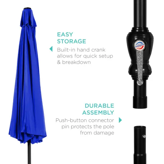 Best Choice Products 10ft Outdoor Steel Market Patio Umbrella w/ Crank, Tilt Push Button, 6 Ribs Resort Blue {6}