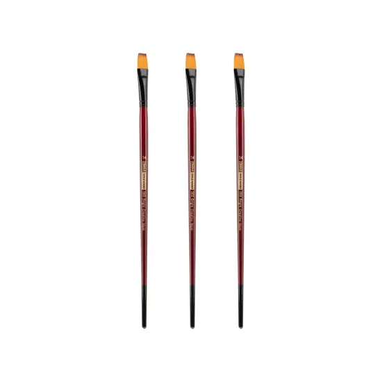 Creative Mark Ebony Splendor Long-Handled Synthetic Sable Paint Brush, Brights, Pack of 3, Teijin Multi-Filament Hair, Handcrafted Synthetic Paint Brushes for Acrylic, Watercolor Painting and More {1}