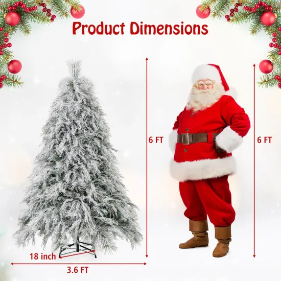 Costway 4.5/6/7 FT Pre-Lit Artificial Christmas Tree with 279/519/743 PVC & Pine Needles & PE Tips {3}